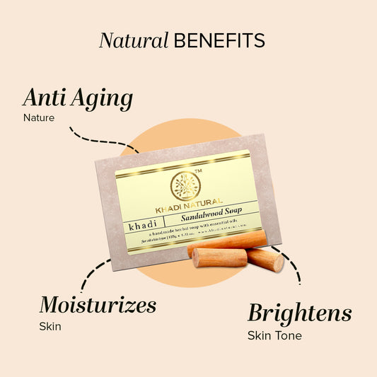 Khadi Natural Herbal Sandalwood Soap Gentle Cleansing Pack of 6 (750g)