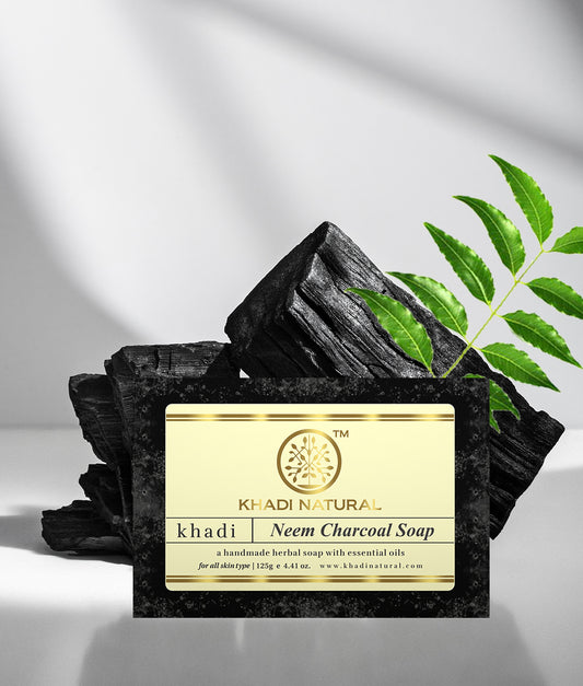Khadi Natural Organic Neem Charcoal Soap Deep Cleansing Pack of 4 (4×125g)