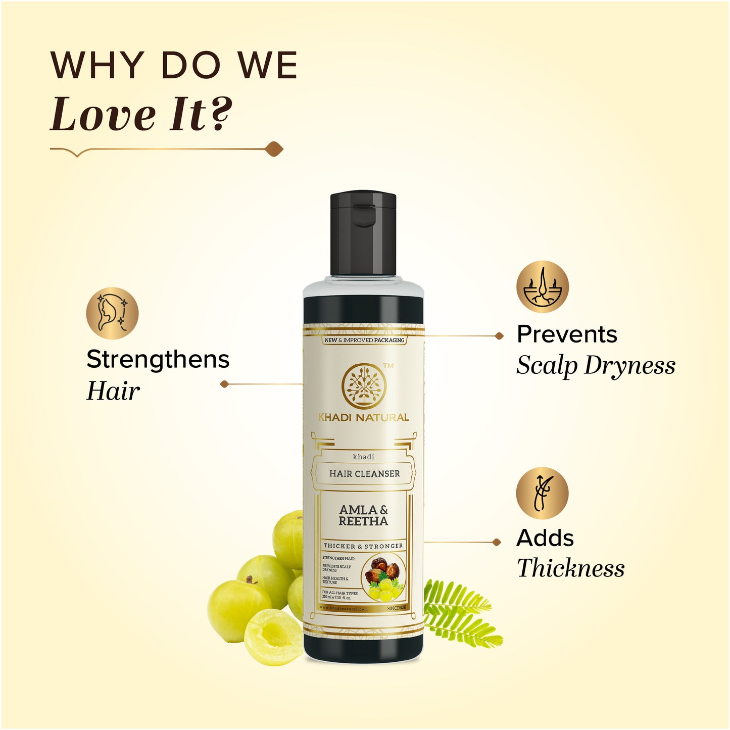 Khadi Natural Ayurvedic Amla & Reetha Hair Cleanser Shampoo for Shine 210ml