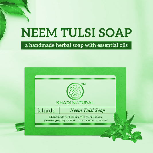 Khadi Natural Herbal Neem Tulsi Soap Purifying Care Pack of 3 (3×125g)