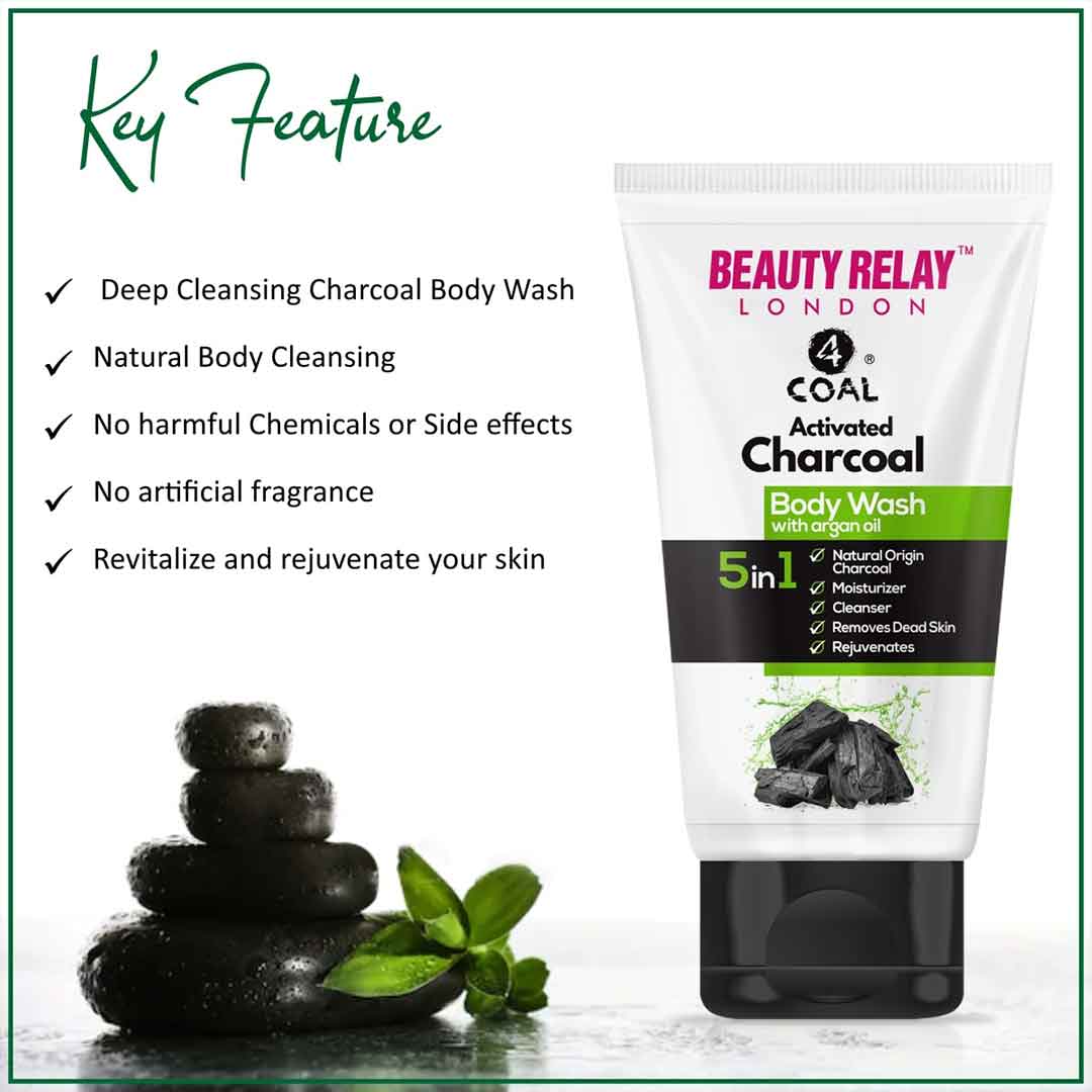 Activated Charcoal Body Wash With Cinnamon Oil, Aloevera, Argan Oil, Mulberry