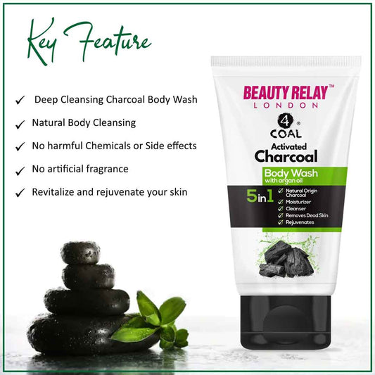 Activated Charcoal Body Wash With Cinnamon Oil, Aloevera, Argan Oil, Mulberry