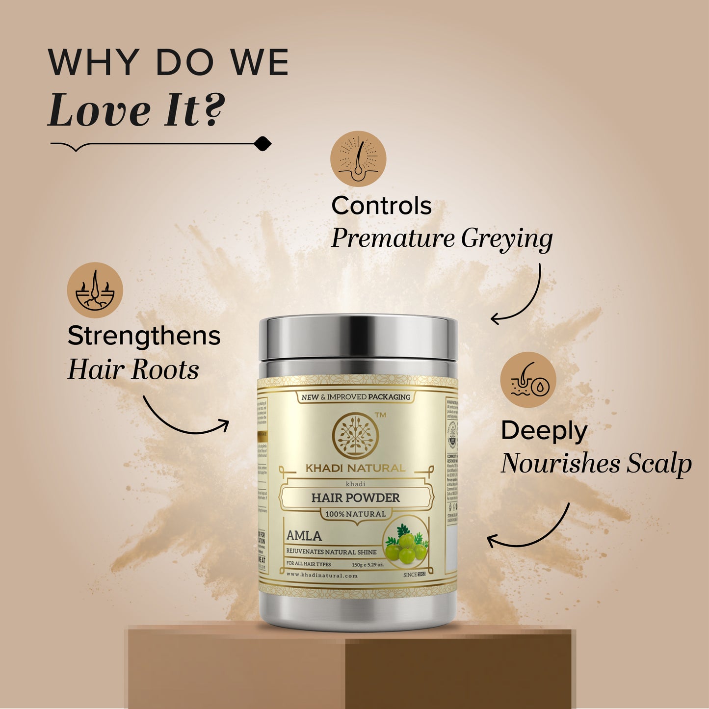 Khadi Natural Ayurvedic Amla Hair Powder Herbal Hair Care - 150 gm