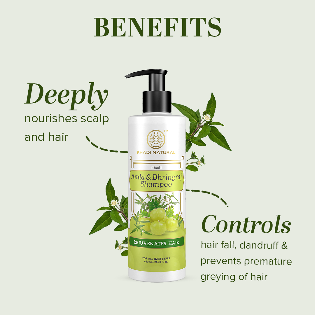 Khadi Natural Amla & Bhringraj Cleanser Shampoo Pack of 3 (630ml)