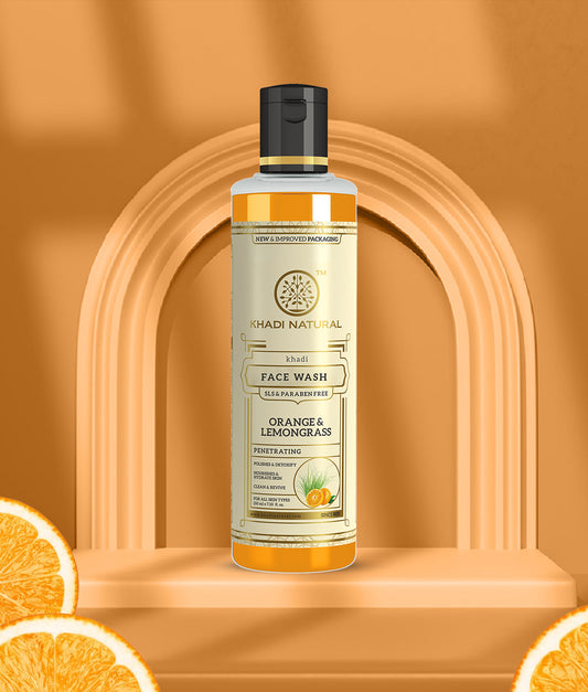 Khadi Natural Orange & Lemongrass Face Wash SLS & Paraben Free (210ml)
