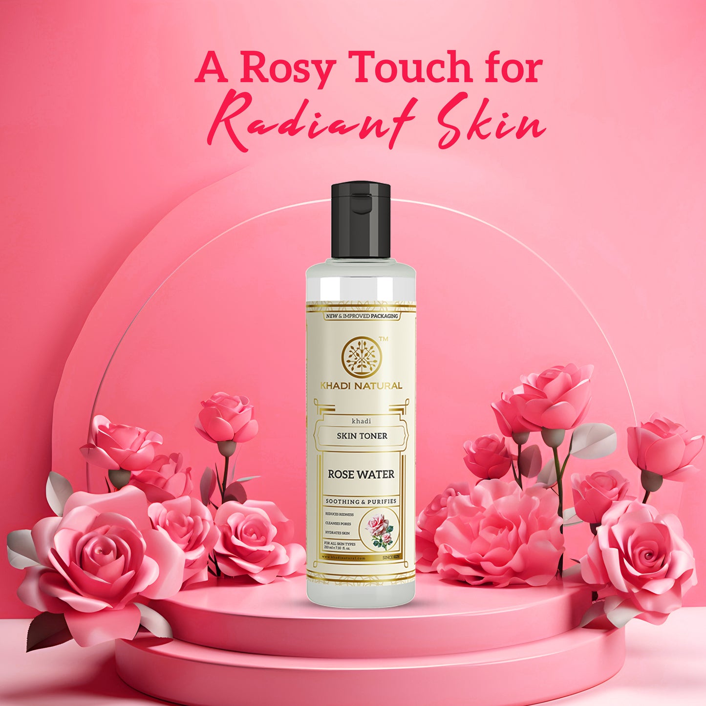 Khadi Natural Natural Rose Water Toner Refreshing Skin Toning (210ml)