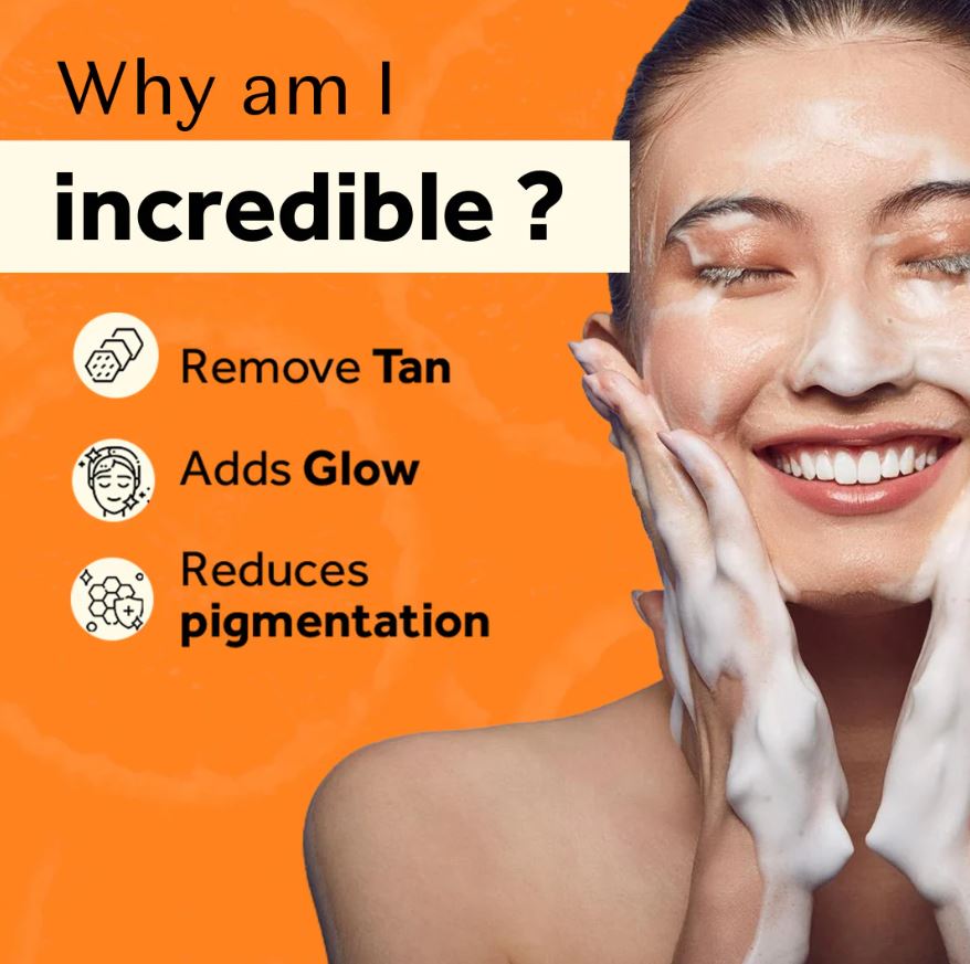 Atulya Orange Peel Foaming Face Wash with Silicone Brush | Tan Removal - 150ml