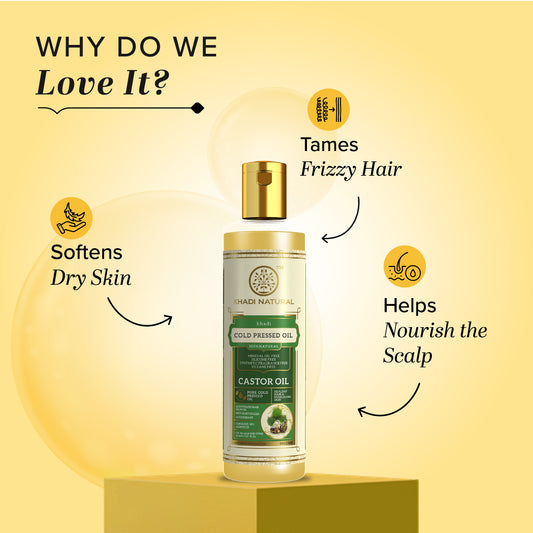 Khadi Natural Cold Pressed Pure Castor Oil for Skin & Hair Nourishment 210g