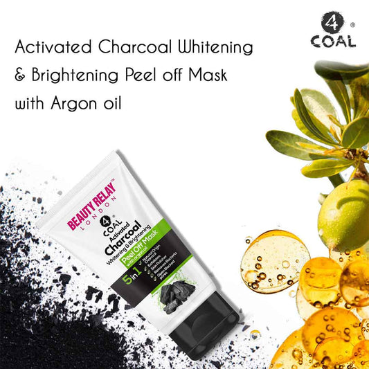 Activated Charcoal Whitening & Brightening Peel Off Mask With Activated Charcoal Powder, Argan Oil, Aloevera, Mulberry