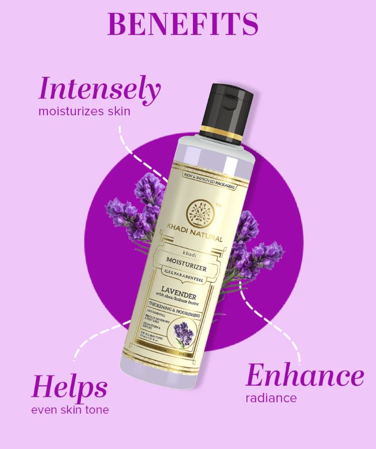 Khadi Natural Lavender Moisturizer with Sheabutter - Paraben Free - 210ml