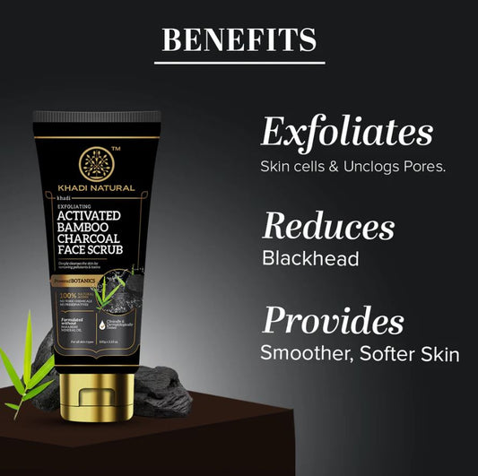 Khadi Natural Activated Bamboo Charcoal Face Scrub - 100gm