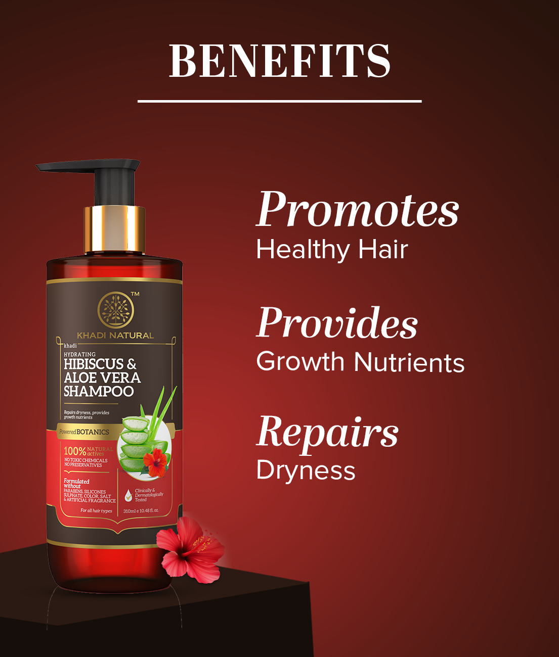 Khadi Natural Hibiscus & Aloevera Hair Shampoo Powered Botanics Prevent Split Ends (310ml)