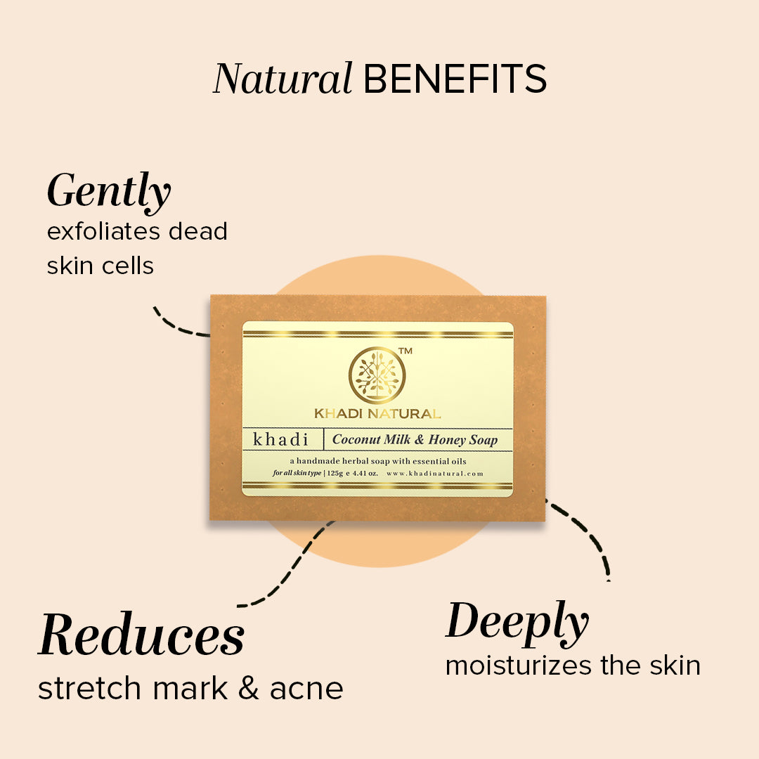 Khadi Natural Coconut Milk & Honey Soap Moisturizing Care Pack of 5 (5×125g)