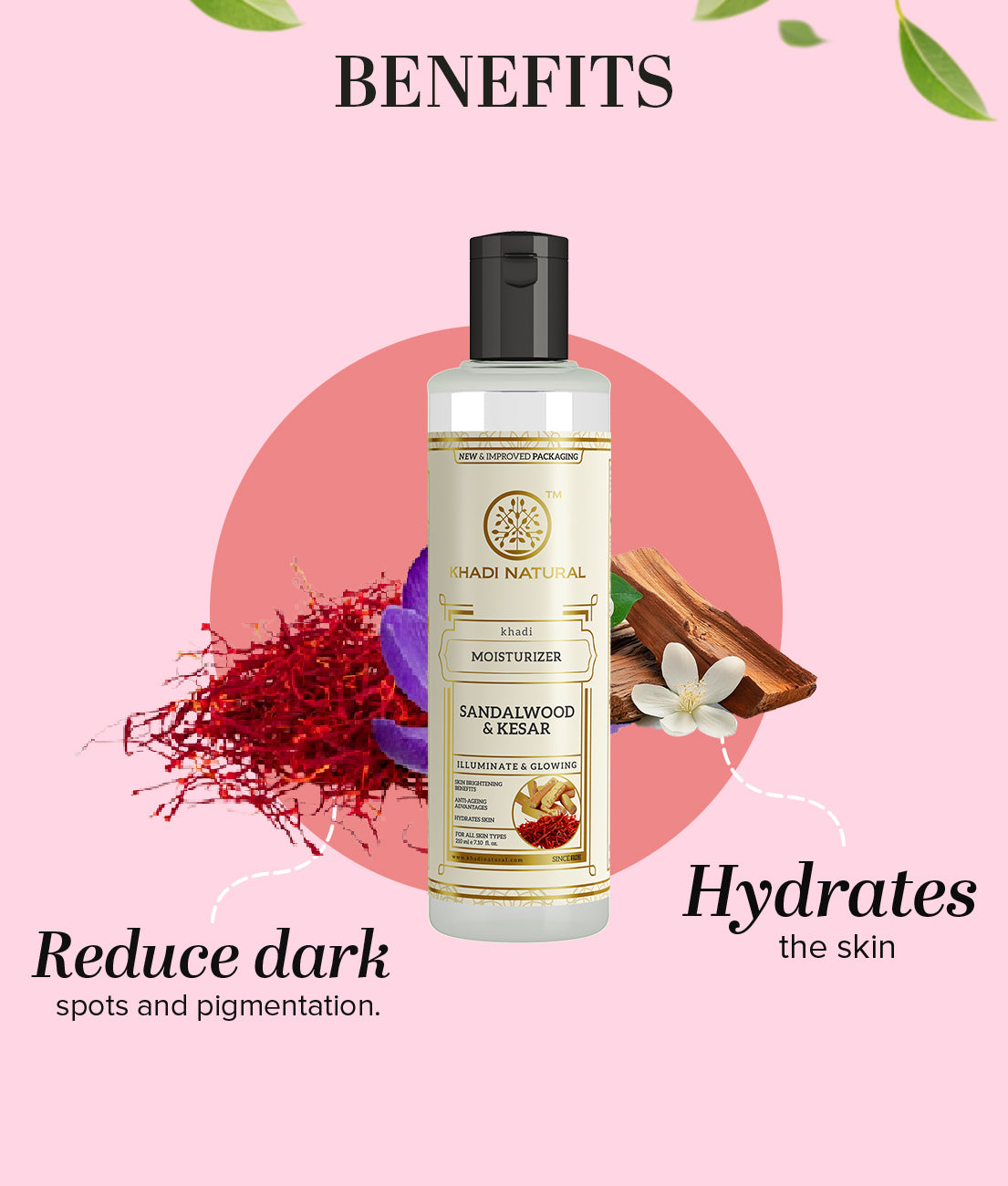 Khadi Natural Ayurvedic Sandalwood Kesar Moisturiser Glowing Skin (210ml)