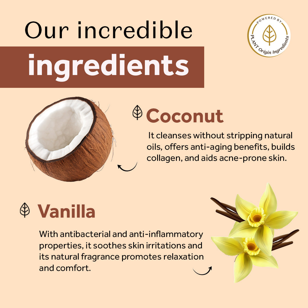 Atulya Coconut & Vanilla Handcrafted Soap | Moisturizes & Softens Skin | SLS & Paraben Free | For All Skin Types | 125 gm