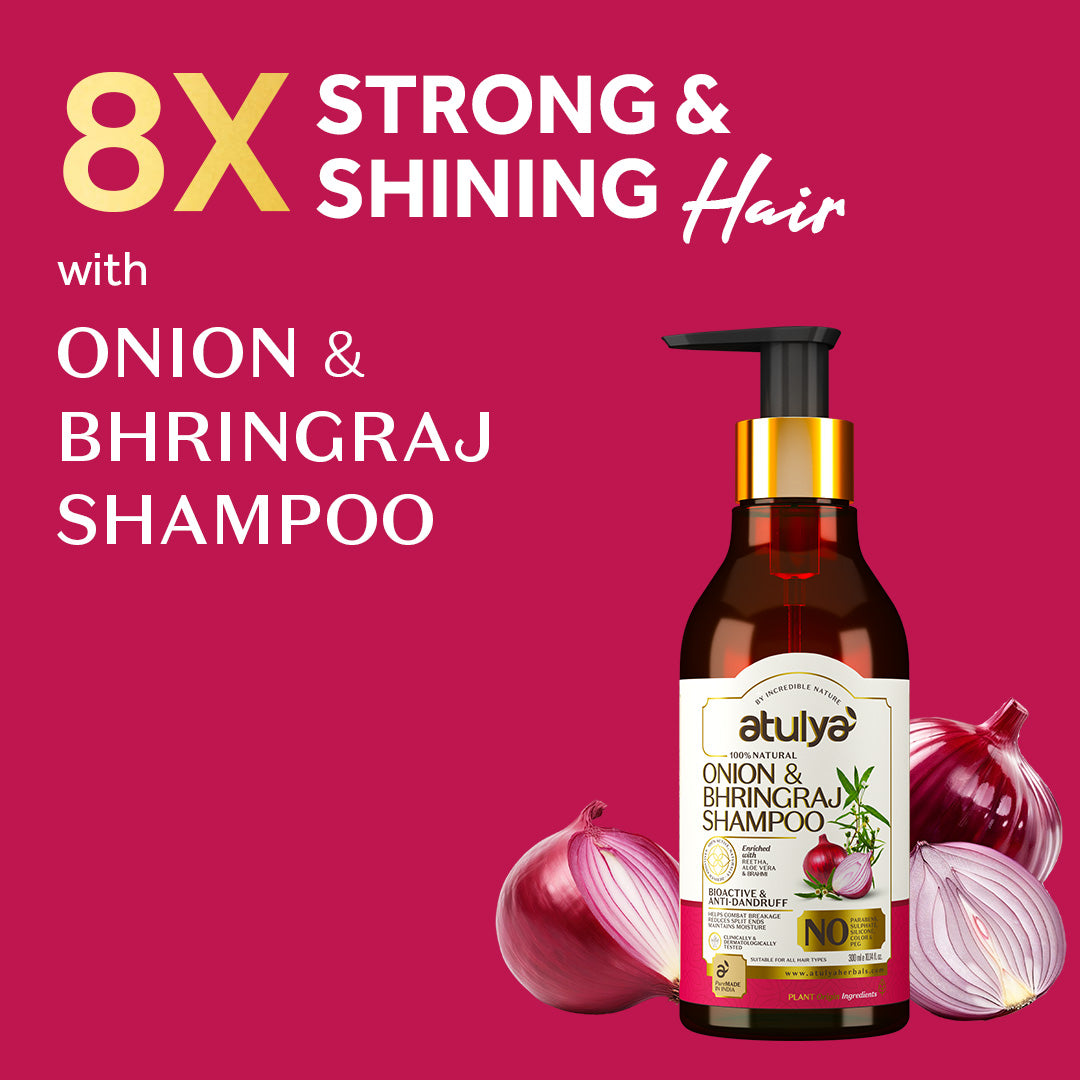 Atulya Onion & Bhringraj Shampoo | Deep Cleanse, Scalp Nourishment | 300 ml