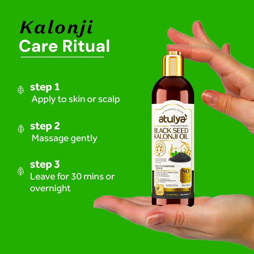 Atulya Cold Pressed Black Seed Kalonji Oil | Strengthens Hair & Nourishes Skin | 100 ml