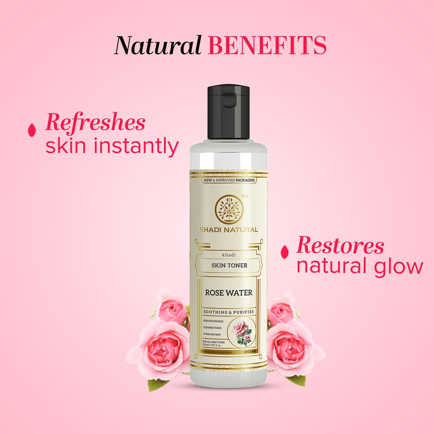 Khadi Natural Natural Rose Water Toner Refreshing Skin Toning (210ml)