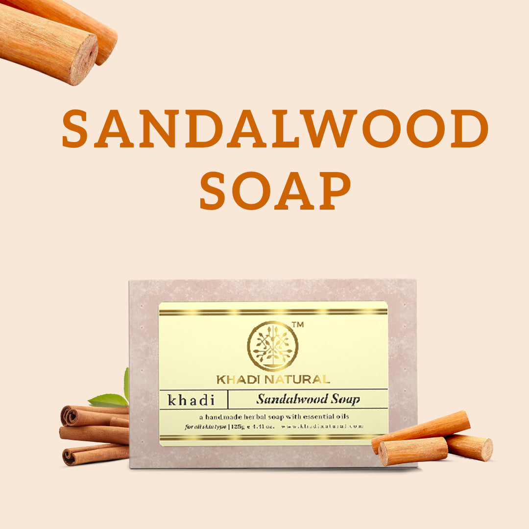 Khadi Natural Herbal Sandalwood Soap Gentle Cleansing Pack of 6 (750g)