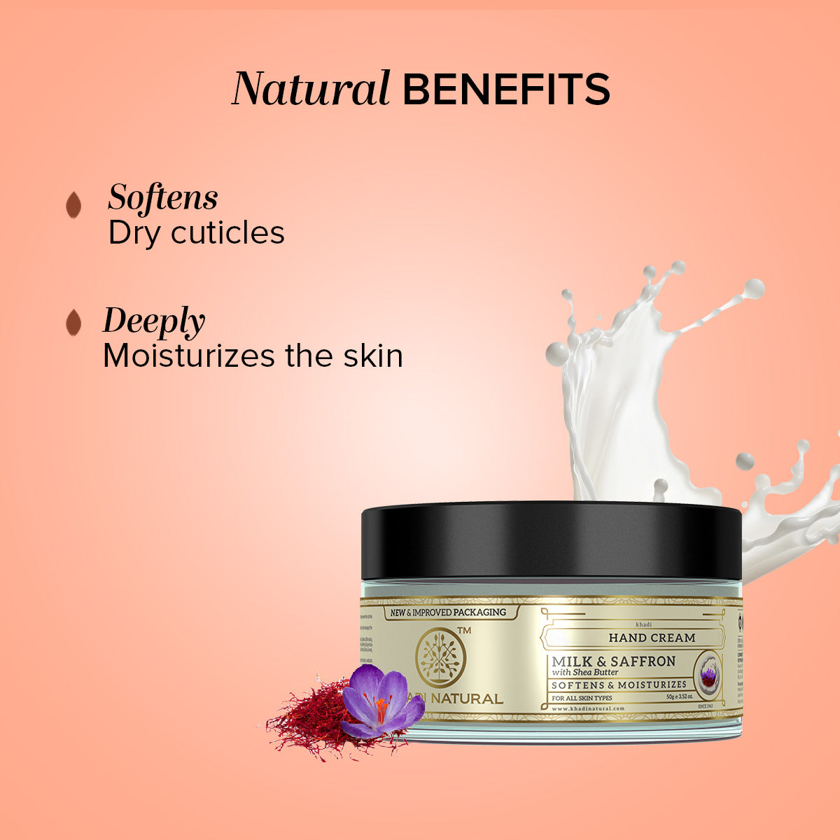 Khadi Natural Milk & Saffron Hand Cream Nourishing Care (50g)