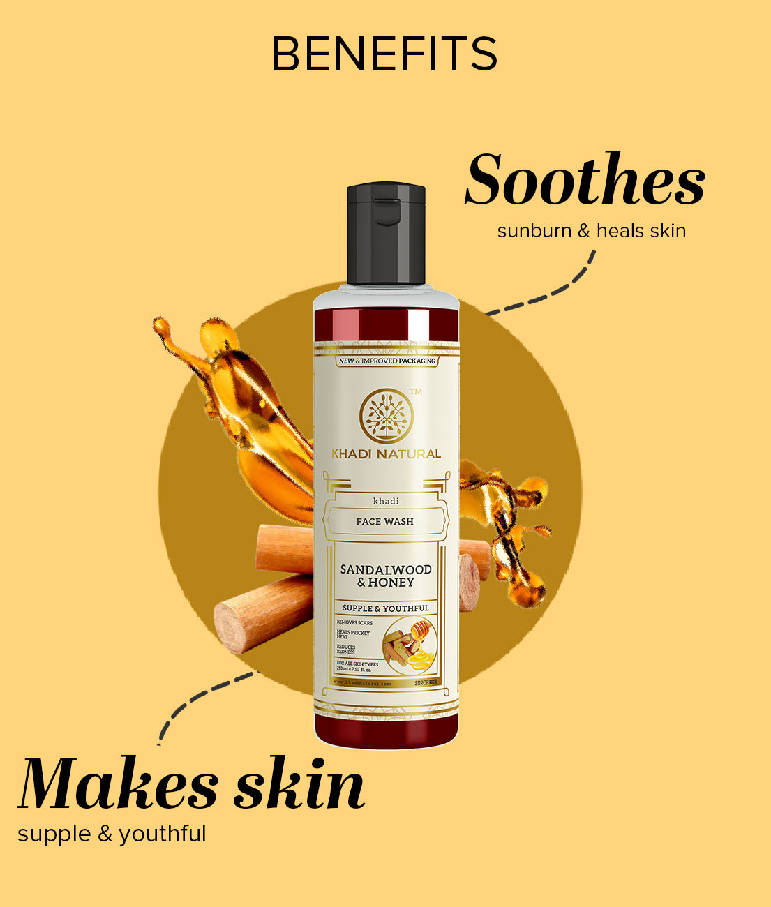 Khadi Natural Sandalwood & Honey Face Wash Clean & Hydrated Skin (210ml)