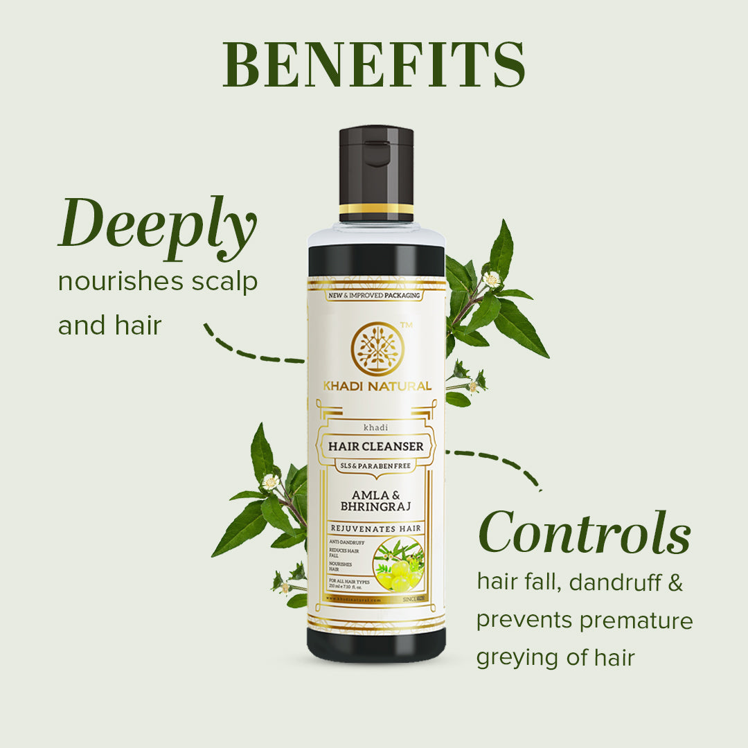 Khadi Natural Amla & Bhringraj Shampoo SLS & Paraben Free Pack of 2 (420ml)