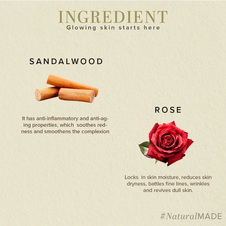 Khadi Natural Sandal & Rose Face Pack - 50gm