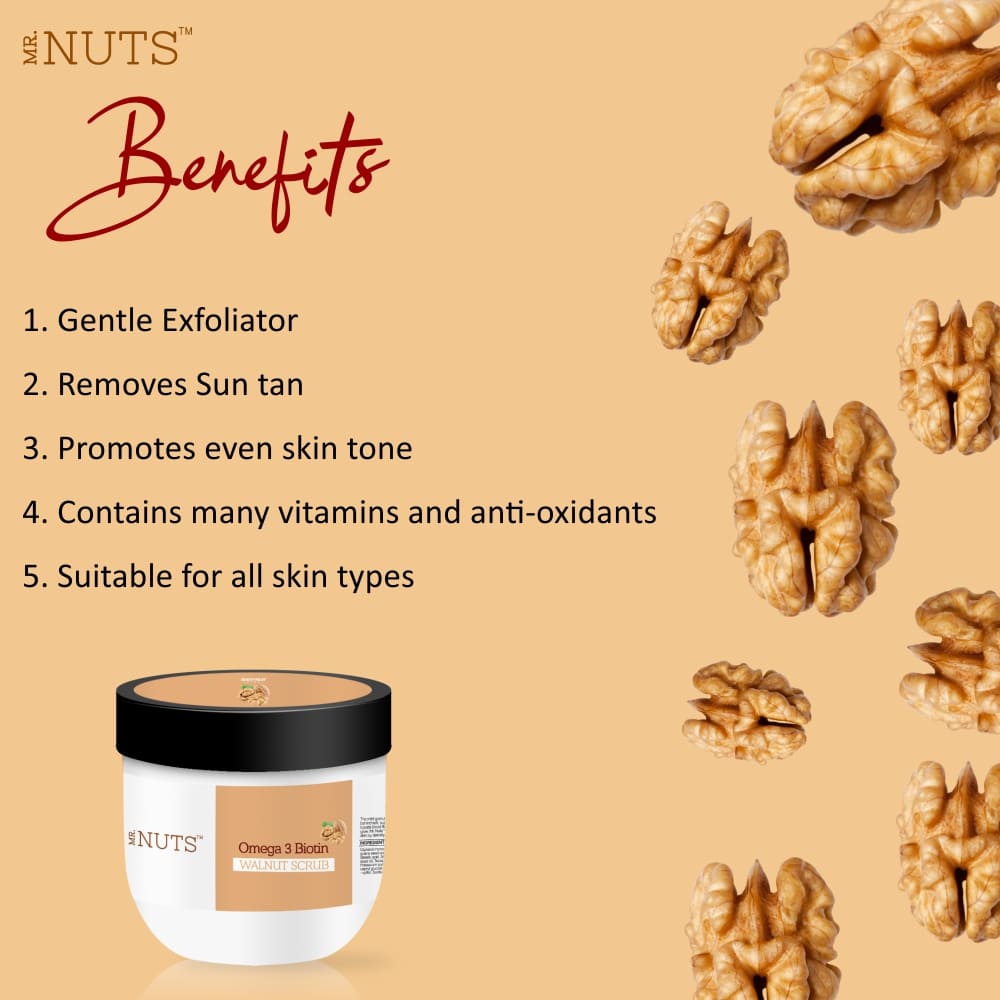 Mr. Nuts Omega 3 Biotin Walnut Scrub With Juglans Grain Seed
