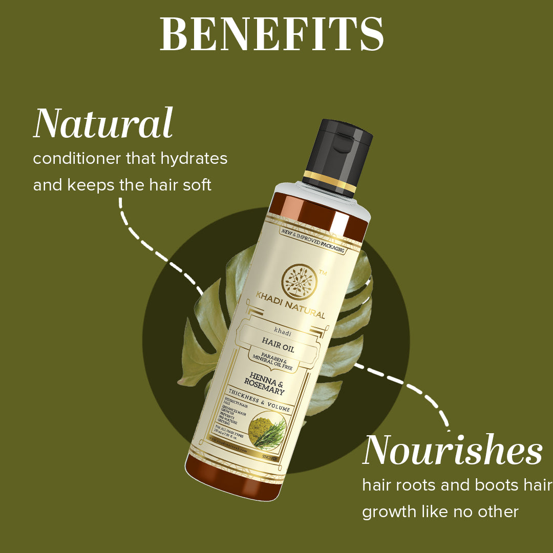 Khadi Natural Henna Rosemary Hair Oil Strengthening Hair Care (420ml)