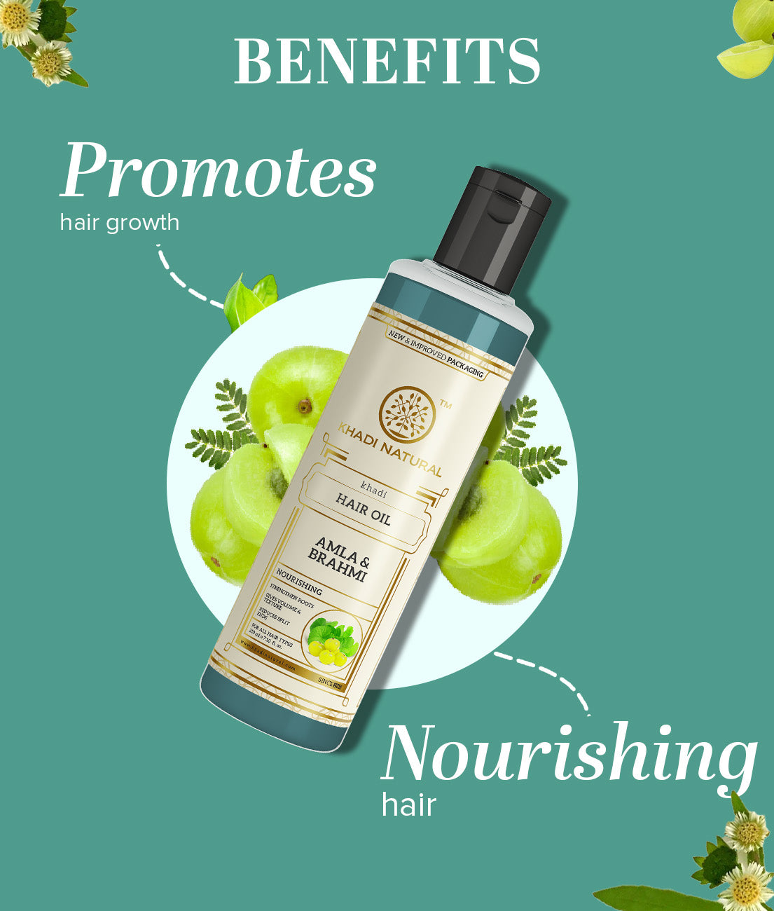 Khadi Natural Amla & Brahmi Hair Oil Strengthens Roots Adds Volume (210ml)