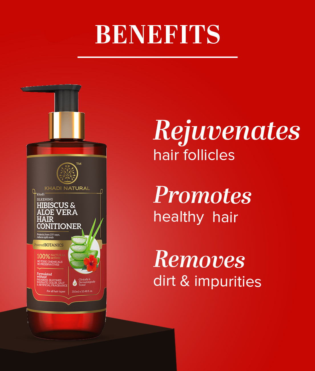 Khadi Natural Hibiscus & Aloevera Hair Conditioner Powered Botanics Smooth Hair (310ml)