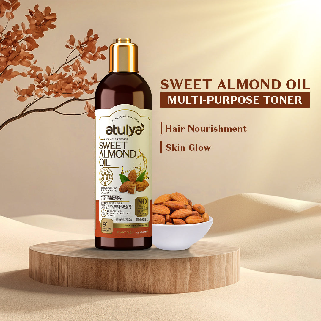 Atulya Sweet Almond Oil | Moisturises Hair & Skin | 100 Percent Pure | 100 ml