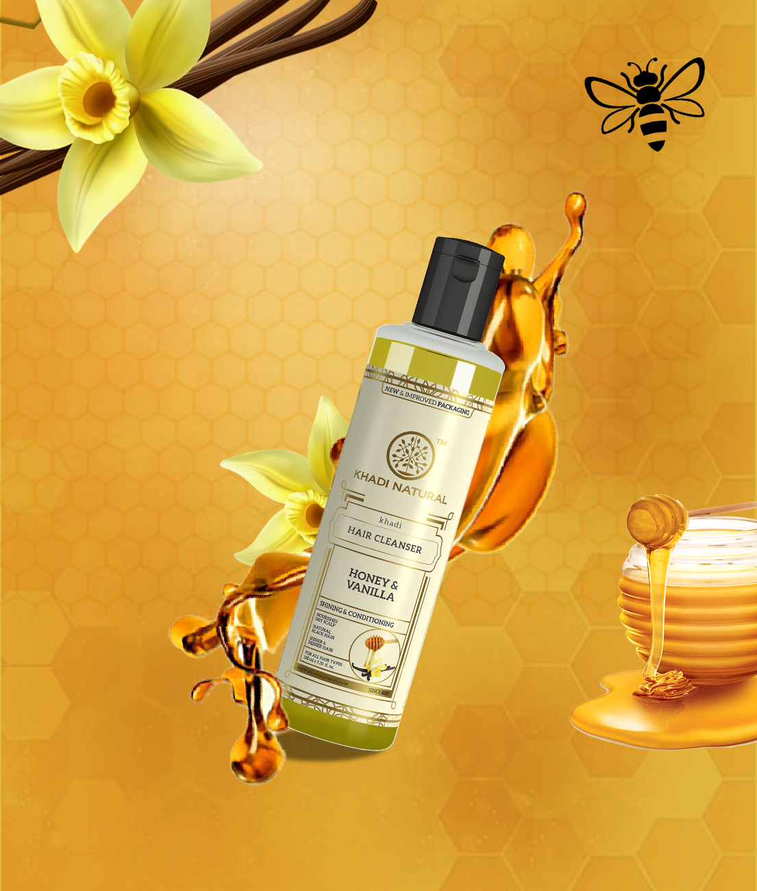 Khadi Natural Honey & Vanilla Hair Cleanser Shampoo Nourishing Care (210ml)