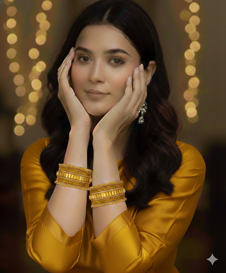 Set of 6 Gold Designer Stone Bangles Set for Women | Festive & Wedding Wear Bangles