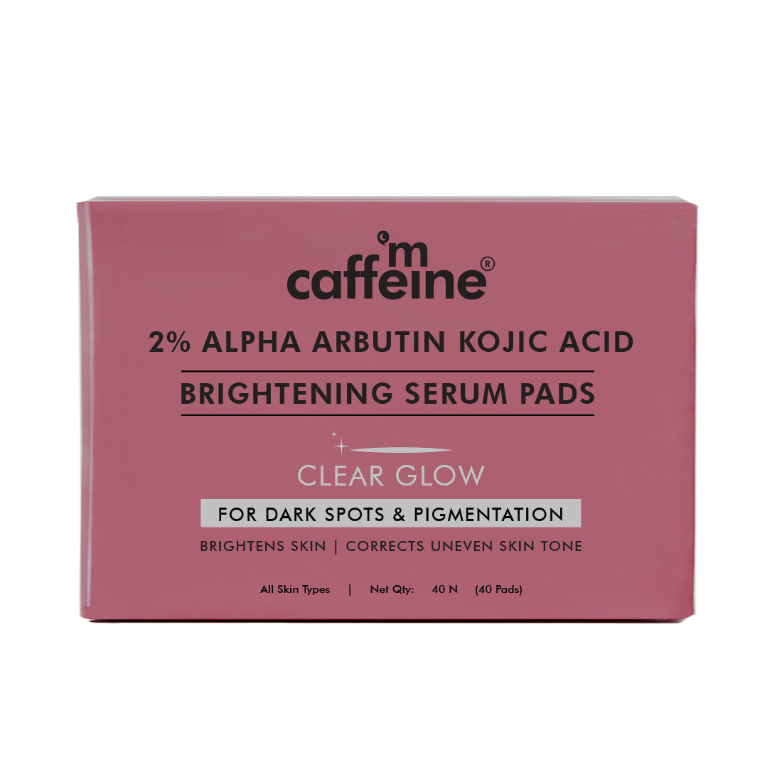 mCaffeine CLEAR GLOW 2% Alpha Arbutin Kojic Acid Brightening Serum Pads | Toner Pads for Dark Spots