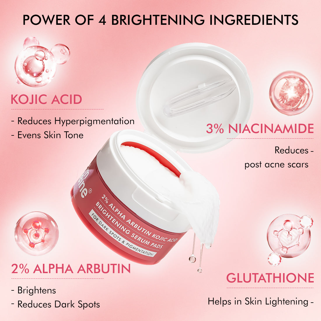 mCaffeine CLEAR GLOW 2% Alpha Arbutin Kojic Acid Brightening Serum Pads | Toner Pads for Dark Spots