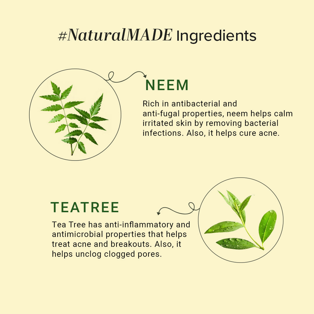 Khadi Natural Neem & Tea Tree Face Wash SLS-Paraben Free Anti-Acne (210ml)