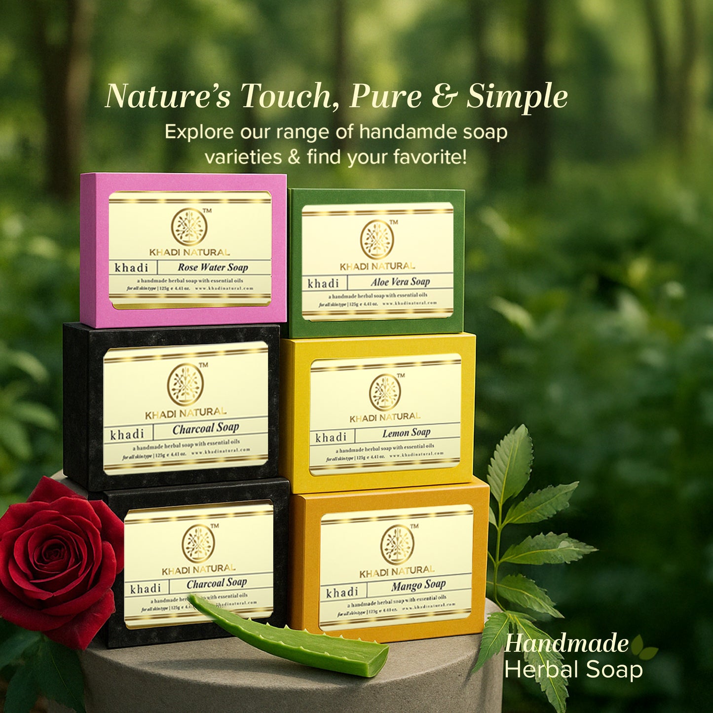 Khadi Natural Soap Gentle Cleansing & Glow Pack of 10 (10×125g)