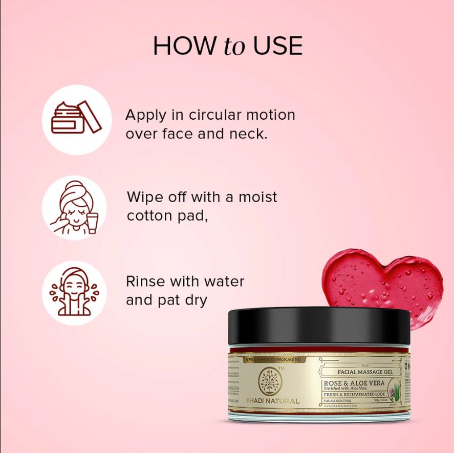 Khadi Natural Rose & Aloevera Facial Massage Gel - 100gm