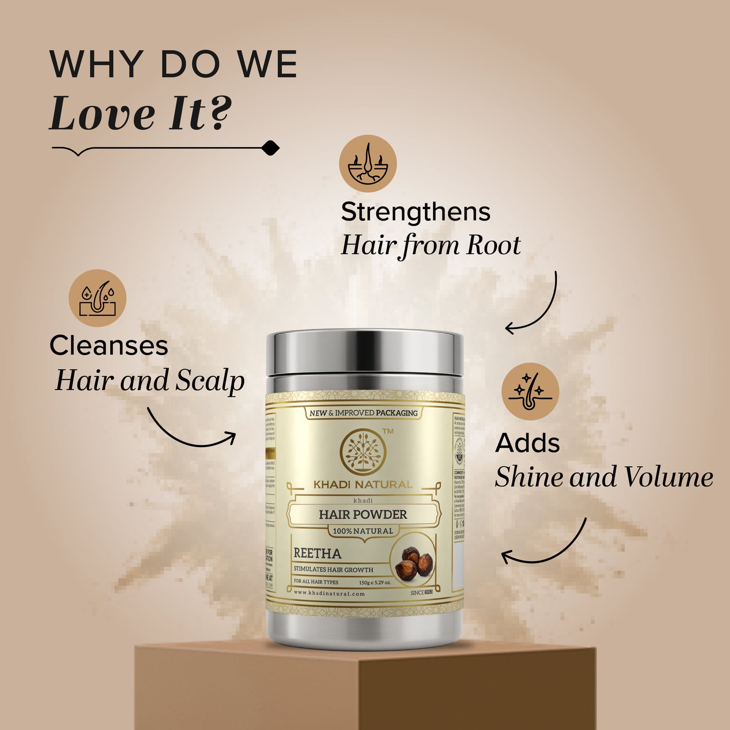 Khadi Natural Organic Reetha Powder Natural Hair Cleanser (150g)