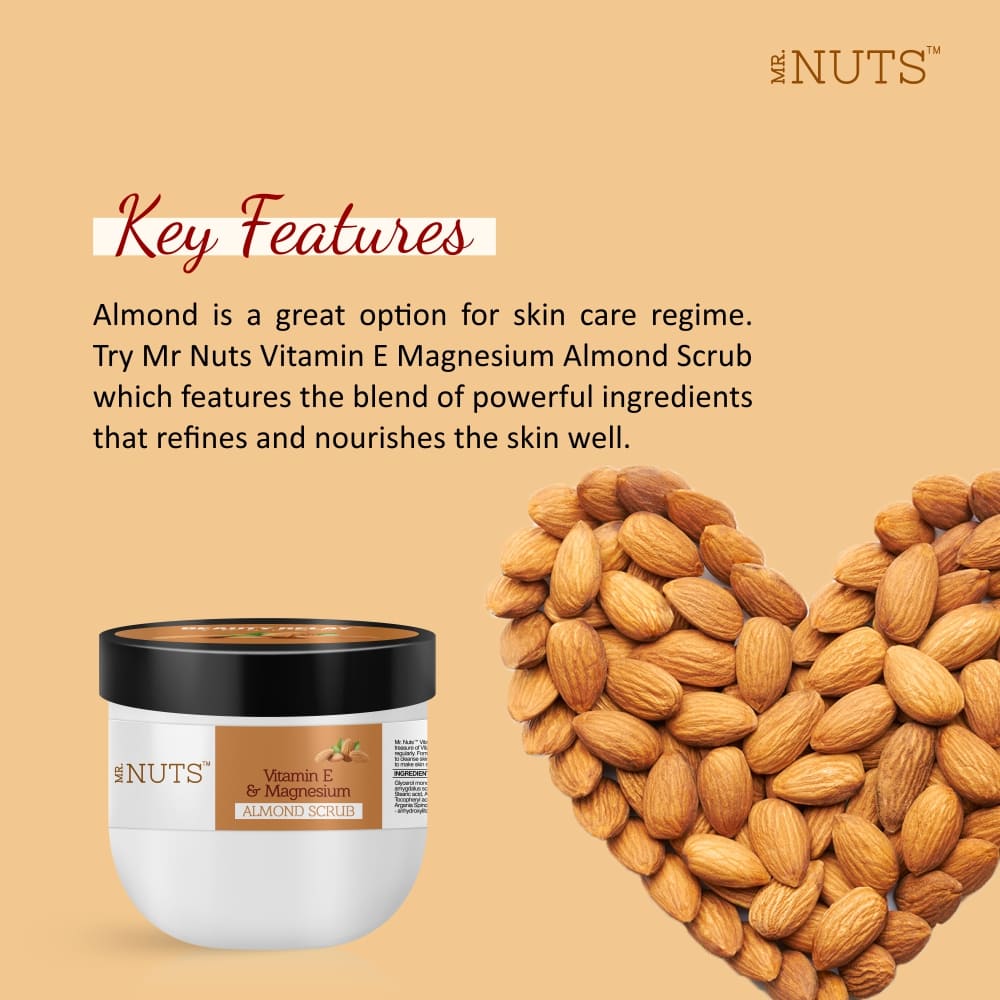 Mr. Nuts Vitamin-E Magnesium, Almond Scrub With Almond, Aloe Vera