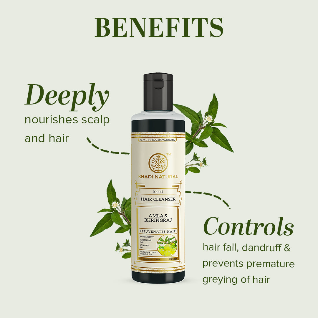 Khadi Natural Amla & Bhringraj Hair Cleanser Pack of 2 for Hair Growth 420ml