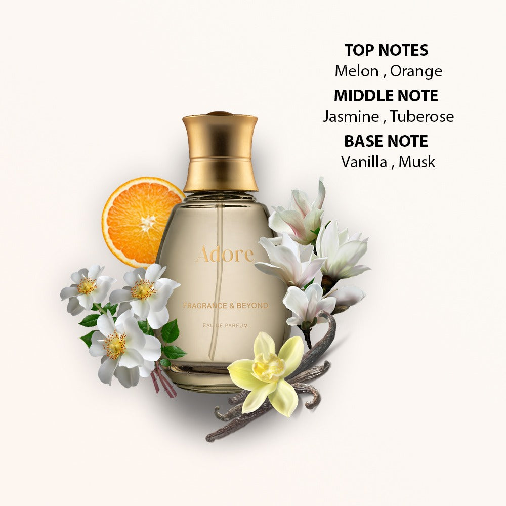 Adore Eau De Parfum For Women, 100ml | Floral & Fruity | Best Luxurious Perfume Spray for Women | Intense and Long Lasting Fragrance | Best Gift for Her | Magnolia, Tuberose, Bergamot, Jasmine, Musk, Vanilla