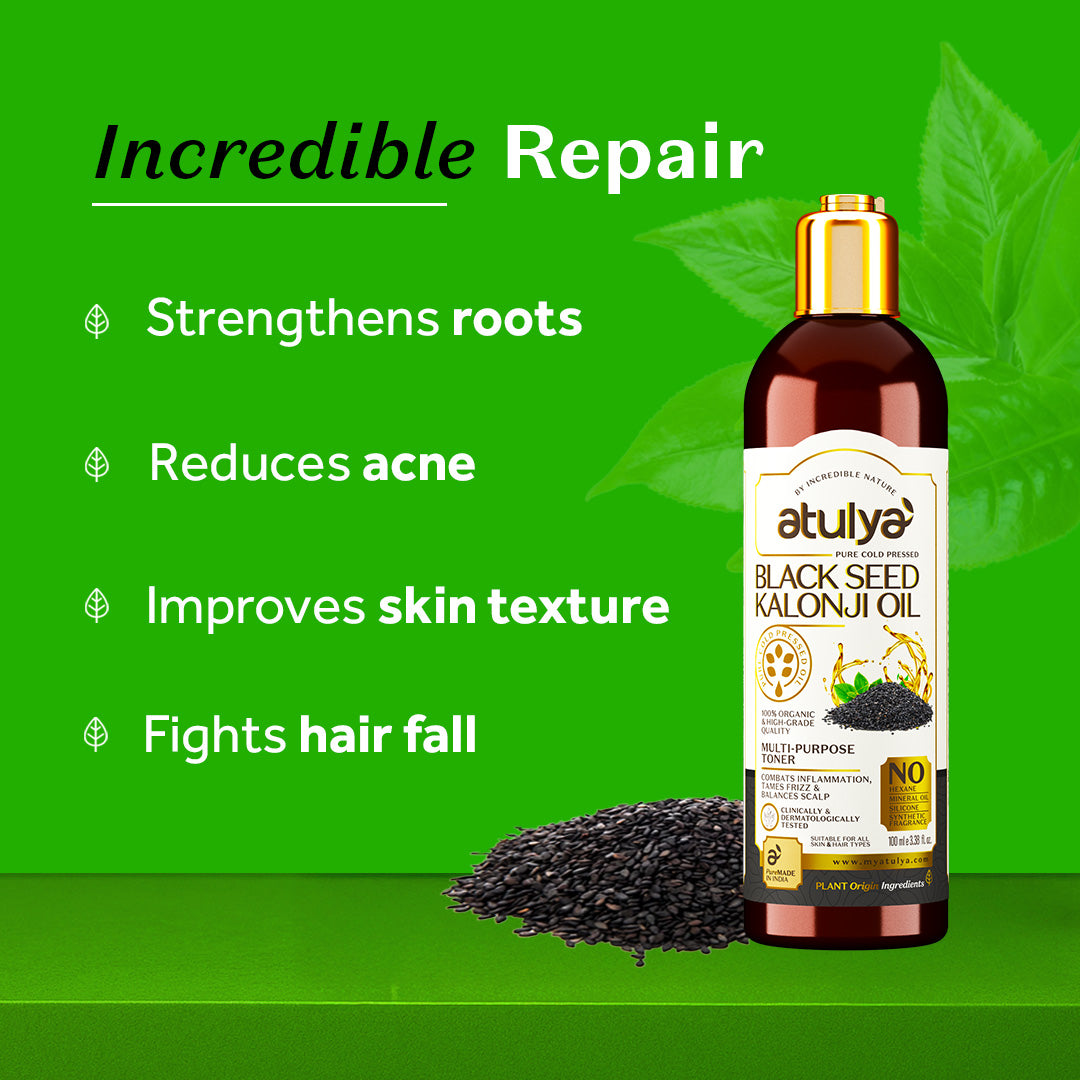 Atulya Cold Pressed Black Seed Kalonji Oil | Strengthens Hair & Nourishes Skin | 100 ml