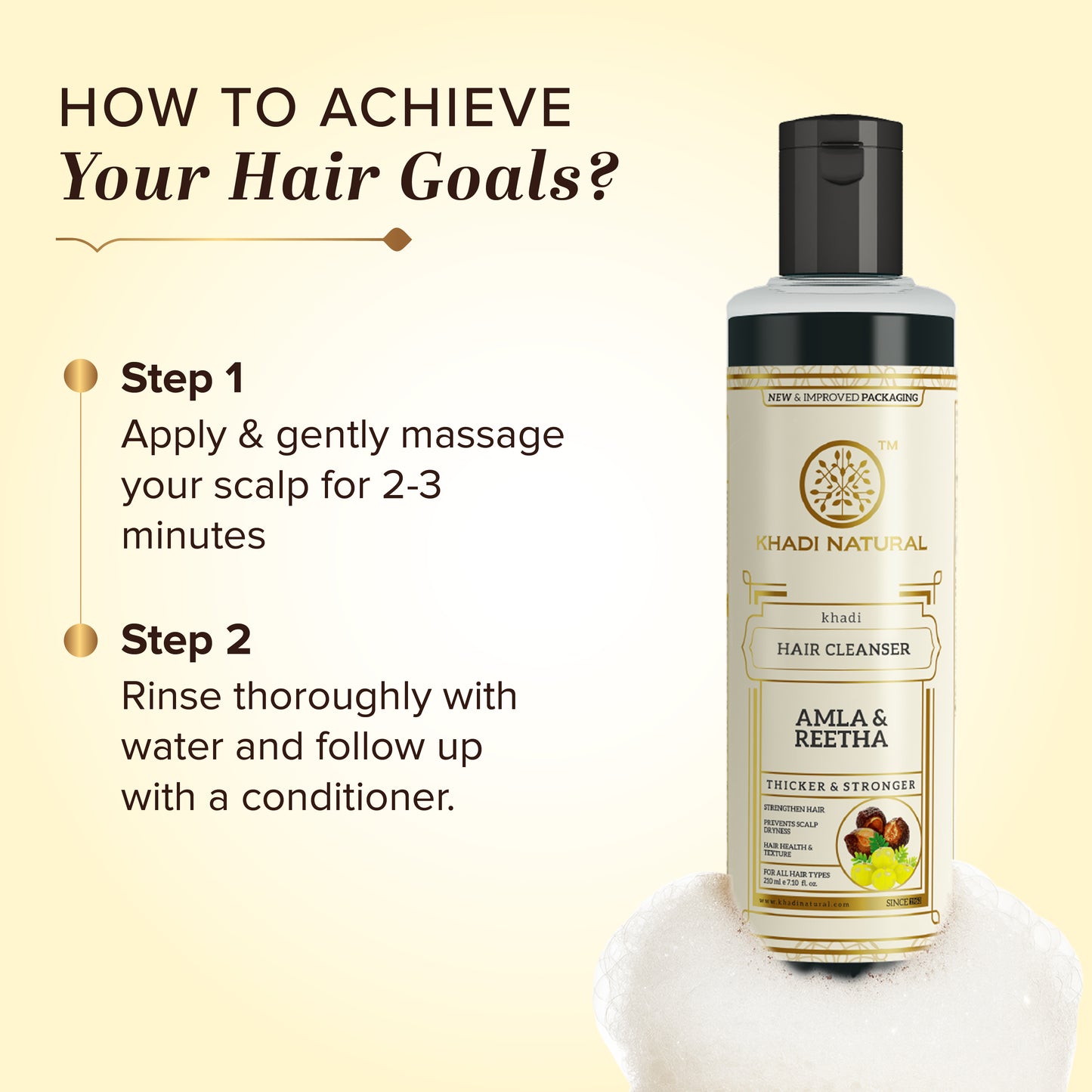 Khadi Natural Ayurvedic Amla & Reetha Hair Cleanser Shampoo for Shine 210ml