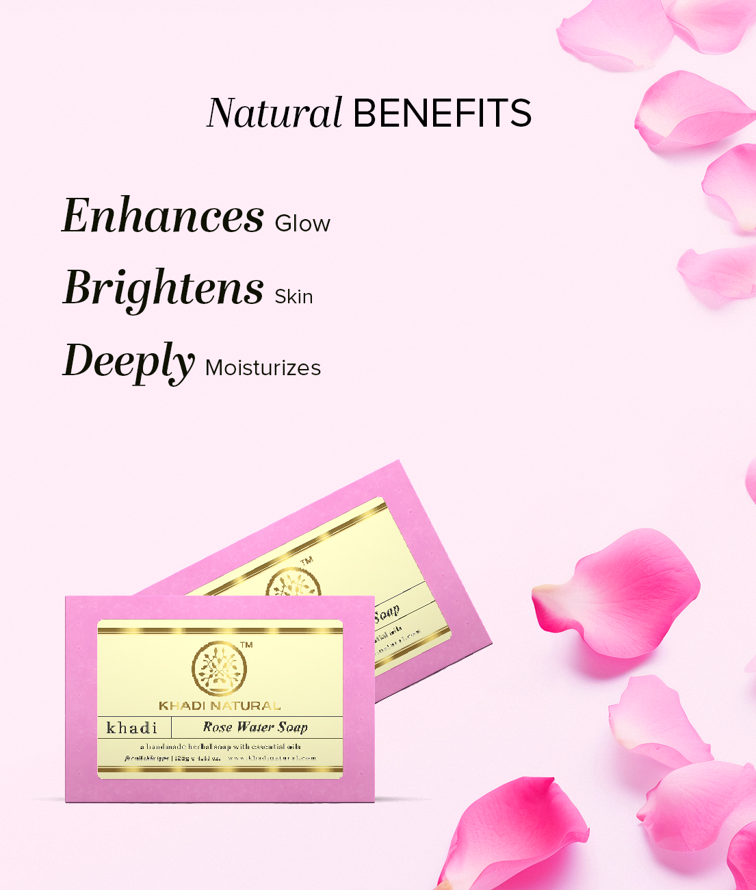 Khadi Natural Rosewater Soap Refreshing Care Pack of 5 (5×125g)