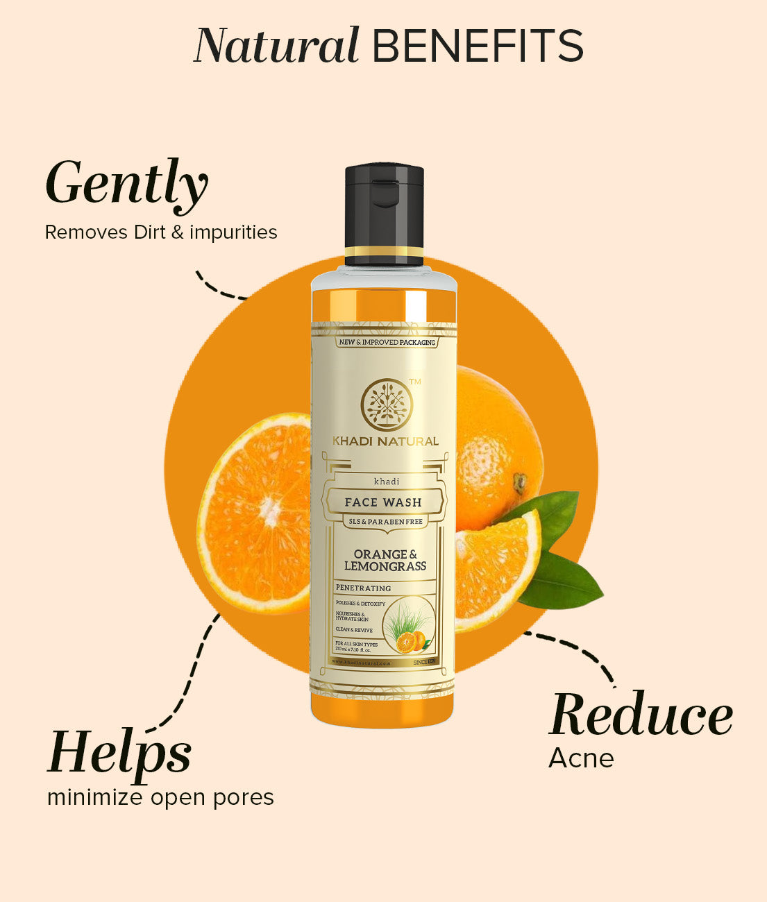 Khadi Natural Orange & Lemongrass Face Wash SLS & Paraben Free (210ml)