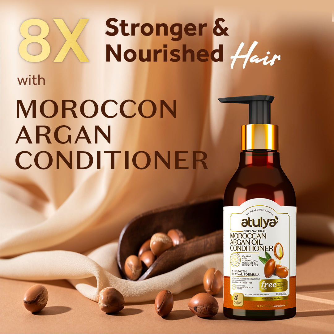 Atulya Moroccan Argan Oil Conditioner | Locks Moisture, Softens Hair | Silicone Free | 300 ml