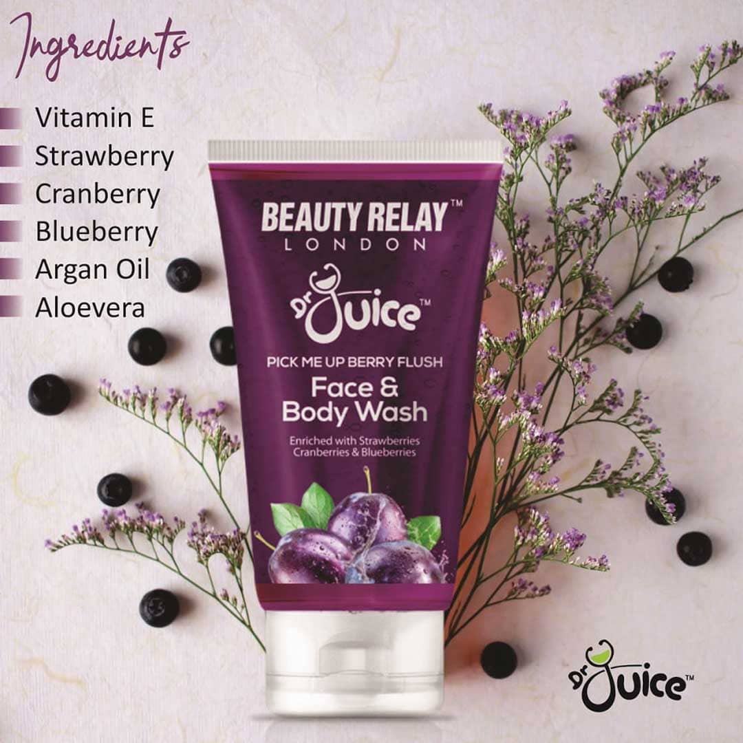 Dr. Juice Pick Me Up Berry Flush Face & Body Wash Enriched With Strawberry, Cranberry, Blueberry, Aloe Vera