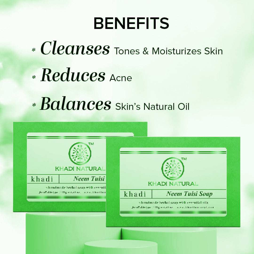 Khadi Natural Herbal Neem Tulsi Soap Purifying Bath Bar (750g)